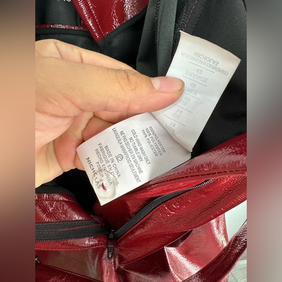 Nicholas Synthetic Faux Patent Leather Crinkle PVC Trouser Pants in Burgundy - Picture 8 of 10